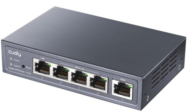Cudy R700 Gigabit Multi-WAN VPN Router, 1Gbit WAN, 3Gibt LAN/WAN, 1Gbit LAN, 128MB DDR, 16MB NOR Fl - Slika 2