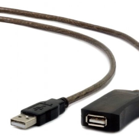 UAE-01-5M Gembird USB 2.0 active extension cable, black color, bulk package, 5m