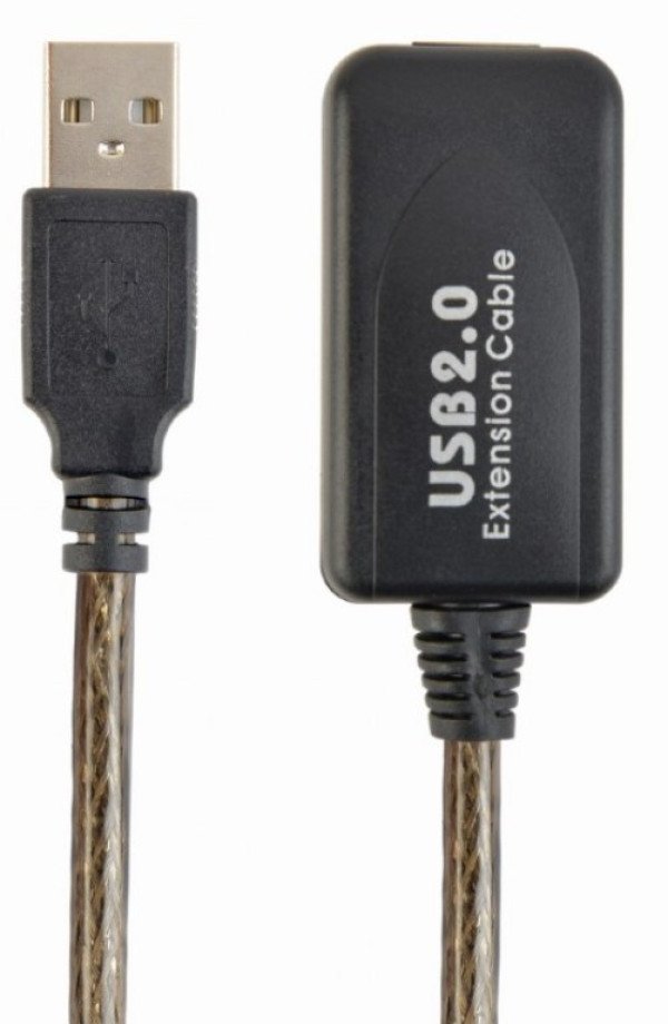 UAE-01-10M Gembird USB 2.0 active extension cable, black color, bulk package, 10m