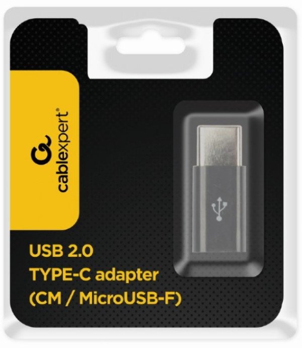 A-USB2-CMmF-01 Gembird microUSB 2.0 na Type-C adapter (CM/MicroUSB-F), black A - Slika 2