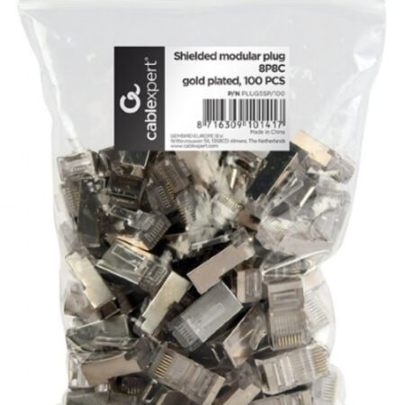 PLUG5SP/100 Gembird shielded modular 30u gold plated LAN konektor CAT5 FTP SFTP, RJ45(pak.100kom)