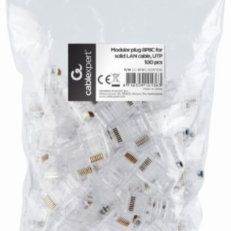 LC-8P8C-001/100 Modular plug RJ45  8P8C 30u CAT5 UTP gold plated,100 u pakovanju / CENA PO PAKOVANJU