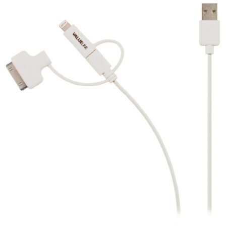 VLMP39410W1.00 Nedis 3 u 1 Sync and Charge Cable USB-A Male - Micro B Male 1.00 m White + 30-Pin Doc