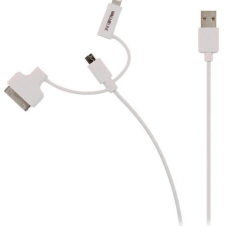 VLMP39410W1.00 Nedis 3 u 1 Sync and Charge Cable USB-A Male - Micro B Male 1.00 m White + 30-Pin Doc