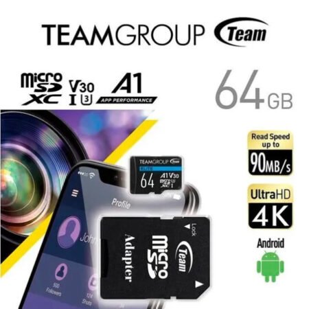TeamGroup MICRO SDXC 64GB ELITE, UHS-I U3 V30 A1, 100/50MB/s +SD Adapter TEAUSDX64GIV30A103