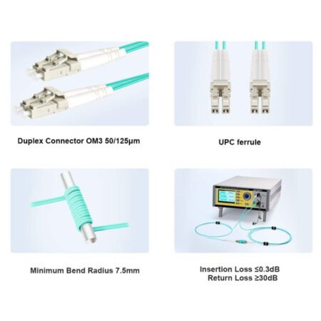 FO LC/UPC - LC/UPC MM 1M OM3 DX LSZH Aqua 2.0mm
