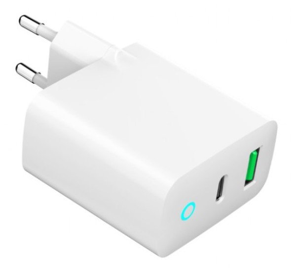 TA-UC-PDQC20L-W-01 Gembird punjac 20W, 2-port (USB-A+USB-C) LED, white - Slika 3