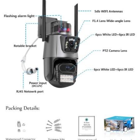 CAM-IP6MP-EP11-QQ GMB kamera 6 mpix microSD iCSee xmeye pro app Two-way voice PTZ ip66,3.6mm+3.6mm