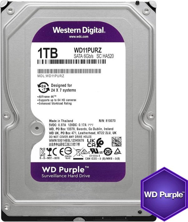HDD 3.5 * 1TB WD10PURZ WD Purple 24/7 5400RPM 64MB SATA3 - Slika 4