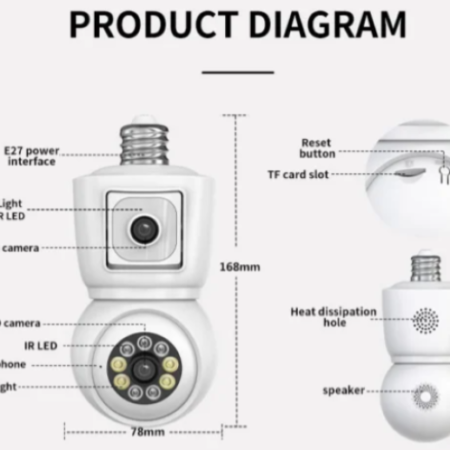 CAM-IP6MP-Q3 GMB PTZ kamera 6mpix microSD iCSee xmeye Two-way voice 2x3,6mm SIJALICNO GRLO E27
