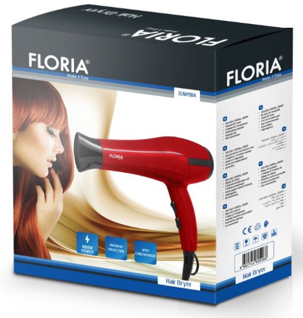 Zilan ZLN8984 (ZLN8983 / RD) Fen za kosu, 1800W, 3nivoa temperature i 2nivoa brzine crven - Slika 2