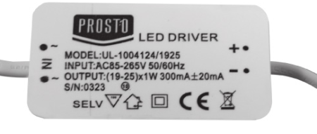 PROSTO LNP-D24W/UL Rezervni ispravljaè za LED panele, 19-25W, 300mA