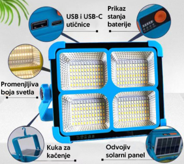 Solarna serviserska LED lampa, 264xSMD, LED, 4500 mAh YW13501-3342 - Slika 2
