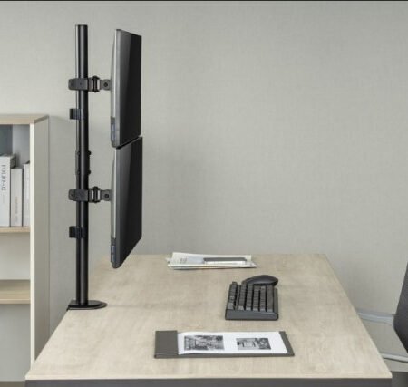 MA-D2-02 Gembird Podesivi vertikalni stoni drzac za dva monitora, tilt, 17-32 max.2x9kg