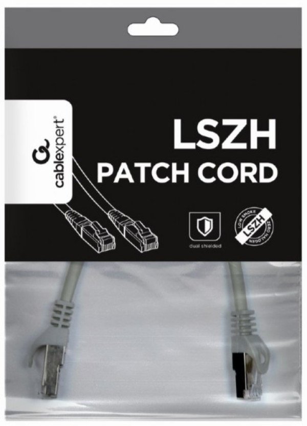 PP6A-LSZHCU-0.25M Gembird Mrezni kabl, SFTP CAT.6A BAKARNI LSZH Patch cord 0.25m Grey - Slika 2