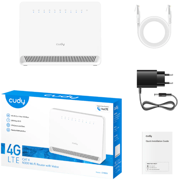Cudy LT400V N300 Wi-Fi 4G LTE-Cat4 VoLTE Router - Slika 4