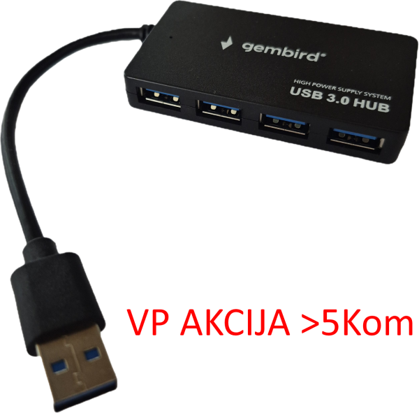 UHB-U3P4-03 ** Gembird HUB 4 USB3.0 4-port, storage speed 5Gbps, black (alt. UHB-U3P4-05 559) - Slika 3