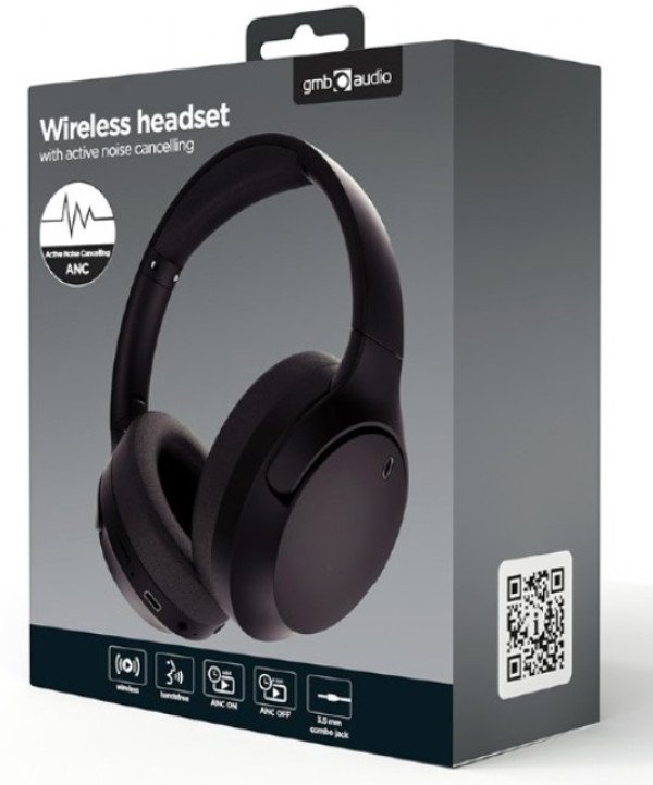 BHP-ANC-01 Gembird Bluetooth stereo Slusalice sa mikrofonom BT V5.3 500mAh/32Ohm, 8h Li-ion Crne