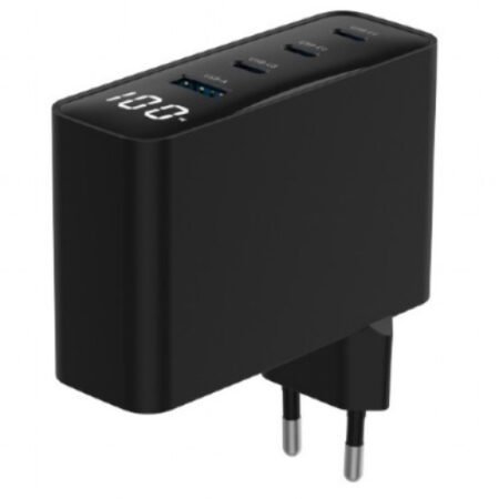 TA-UC-PDQC100LCD-01-BK Gembird 4-port 100W GaN USB fast charger, LCD, black