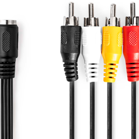 CAGL20475BK02 DIN Audio Kabl, DIN 5-Pin Zenski, 4x RCA Muski, Niklovan, 0.20 m, Okrugli, PVC, Crni