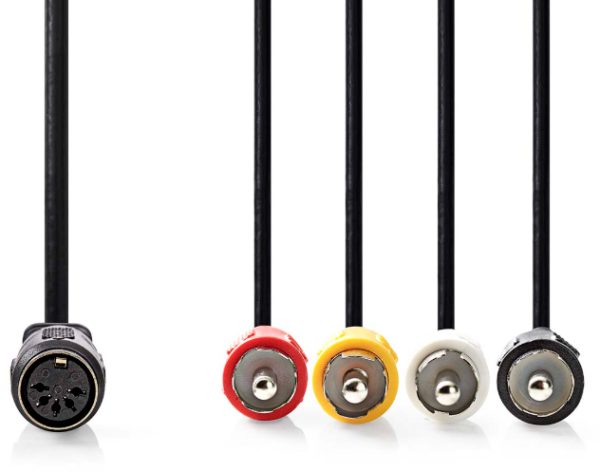 CAGL20475BK02 DIN Audio Kabl, DIN 5-Pin Zenski, 4x RCA Muski, Niklovan, 0.20 m, Okrugli, PVC, Crni - Slika 2