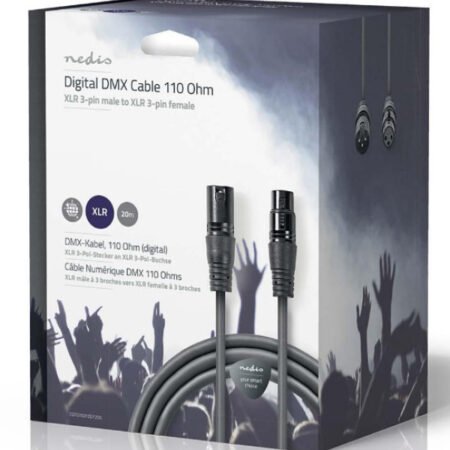 COTG15012GY200 DMX Adapter Cable XLR 3-Pin muski na XLR 3-Pin zenski, Nickel Plated, 20m, Round, PVC