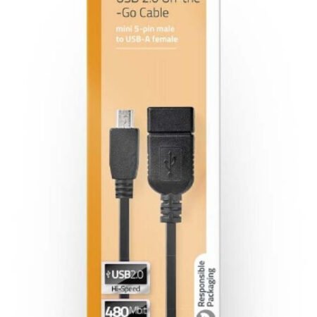CCGB60315BK02 USB Adapter 2.0, Mini 5-Pin muski na USB-A zenski, 480 Mbps, OTG, 0.20m, Black
