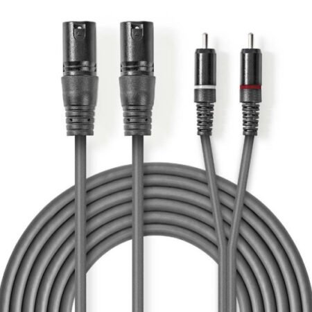 COTH15210GY30 Balanced Audio Cable 2x XLR 3-Pin muski na 2x RCA muski, 3m, PVC, Dark Grey