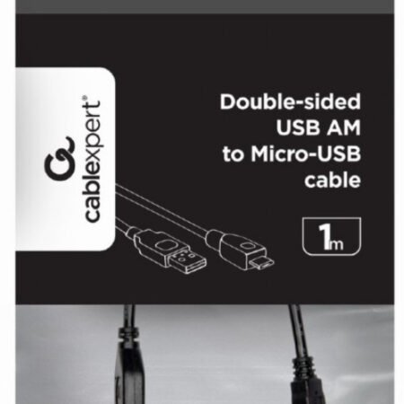 CC-mUSB2D-1M Gembird Double-sided USB 2.0 AM to Micro-USB cable, black, 1 m
