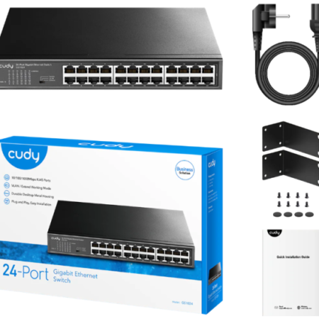 Cudy GS1024 24-Port 10/100/1000M Switch,24 x Gbit  RJ45 port, rackmount (alt. PFS3024-24)