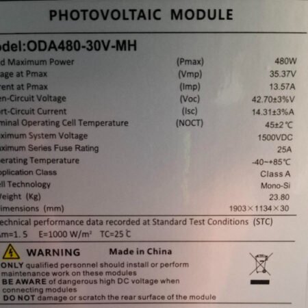 SOLARNI PANEL 480W MONO HC VT1228537 1903x1134x30mm, 24kg