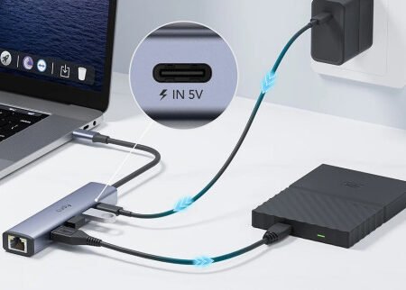 Cudy UH605 TYPE-C HUB with three USB-A ports and Gigabit network adapter