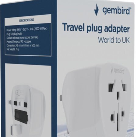Travel adapter A-AC-UKMINTF Gembird UK suko 10A