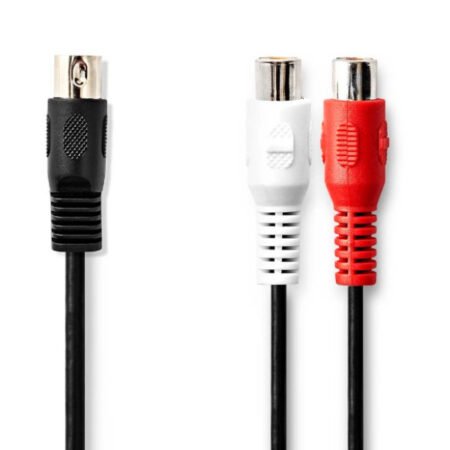 CAGL20250BK02 DIN audio kabl 5-pinski muški, 2xRCA ženski, Niklovani, 0,20m, PVC