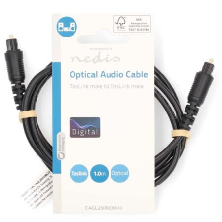 CAGL25000BK10 Optièki audio kabl, TosLink muški na TosLink muški, 1m, okrugli, PVC, Crni