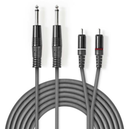 COTH23320GY15 Stereo Audio Cable, 2x6.35mm muski na 2xRCA muski 1.5m dark grey