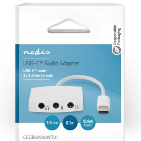 CCGB65900WT01 USB-C adapter 2.0 na 3,5mm ženski, 0,1m, Okrugli, Niklovani, ABS/PVC