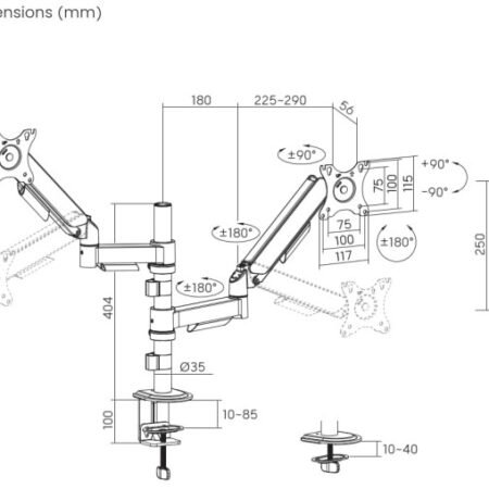 MA-DA2P-02 Gembird Podesivi dupli stoni drzac za monitor, tilt, 17-32 max.9kg