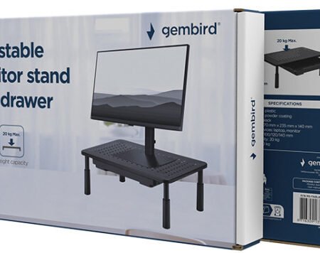 MS-TABLE-D-01 Gembird Podesivo postolje sa fiokom ya monitor 370x235x140mm
