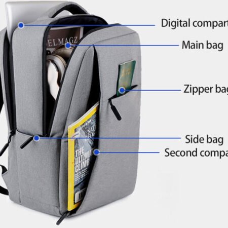 NCC-15-KLB012 Gembird Ranac poslovni Sivi za laptop 15,6inc 41x30x15cm USB konektor, 950g