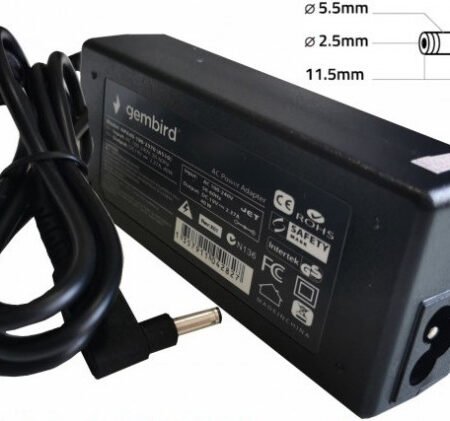 NPA65-190-3420 (AS12) Gembird punjac za laptop 65W-19V-3.42A, 5.5x2.5mm black (Alt=AS16)