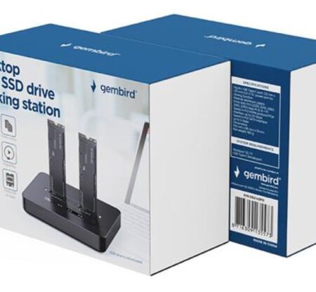 DD2-U3M2 Gembird Desktop doking stanica sa dva USB Type-C M.2 NVME (i SATA) SSD ureðaja, crna