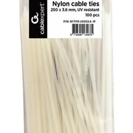 NYTFR-250x3.6-W Gembird Bela Najlonske vezice duzina 250mm sirina 3.6mm kesica 100komada