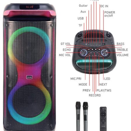 Microlab PT1200W karaoke zvucnik 400W, Bluetooth, LED, 11,1V/7200mAh, TWS, Aux, USB, microSD, + Mic*