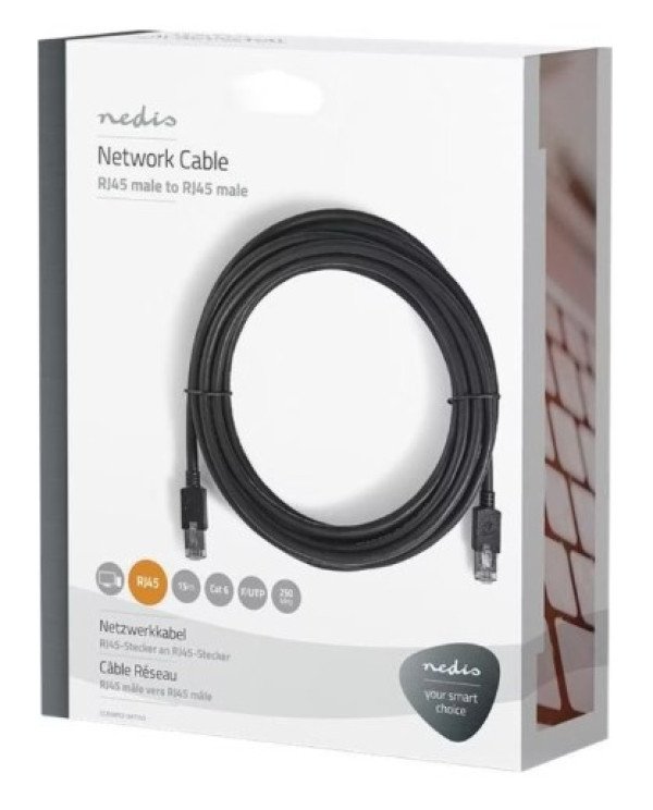 CCBW85100AT150 Nedis Mrezni kabl, CAT5e UTP Patch cord 15m black (alt. PP12-15M) - Slika 3