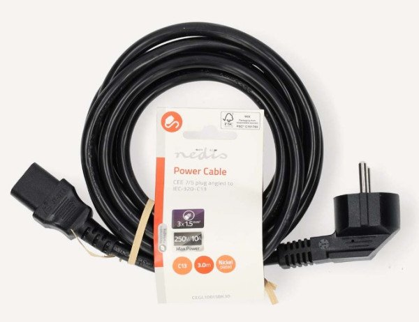 CEGL10015BK30 kabl sa uzemljenjem muški, IEC-320-C13, Ugaoni, 3m, Okrugli, PVC, Crni (PC-186) - Slika 2