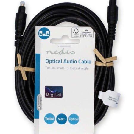 CAGL25000BK50 Opticki kabl TosLink muski - TosLink muski, 5m, Okrugli, PVC, Crni