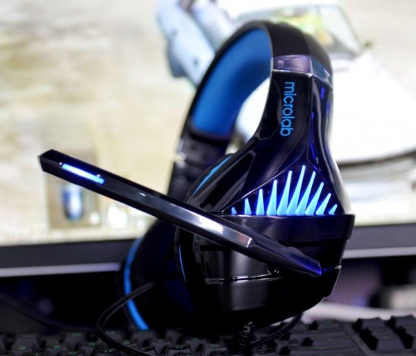 Microlab G6 Gejmerske slusalice sa mikrofonom, 50mm/20Ohm, color LED, 3.5mm + USB blue/black - Slika 4