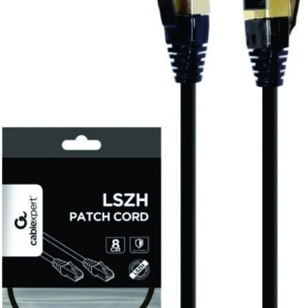 PP8-LSZHCU-BK-0.25M Gembird Mrezni kabl S/FTP Cat.8 LSZH patch cord, black 0.25m