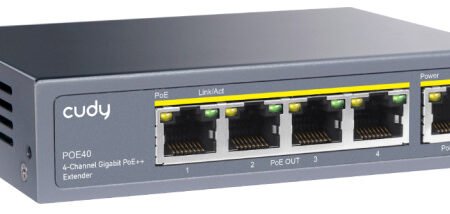 Cudy POE40 60W/30W Gigabit POE+ Extender, 802.3af/802.3at Standard, Data Power 100 Meters, Metal